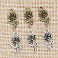 Small Rose Flower Charms in Antique Silver and Bronze Tones view 4
