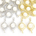 Pearl Leaf Cage Pendant Charms in Gold and Silver Tones view 3