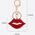 Red Rhinestone Lips Keychain Gold Clasp Open Mouth Charm view 2