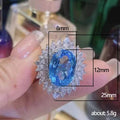 Silver Tone Blue Cushion Halo Ring with Clear Stones view 2
