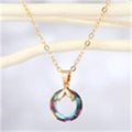 Gold Tone Open Circle Crystal Pendant Necklaces in Five Colors view 7