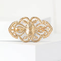 Open Scroll Crystal Clasp Brooch in Gold or Silver Tone view 3