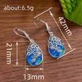 Antique Silver Teardrop Dragonfly Flower Blue Drop Earrings view 4