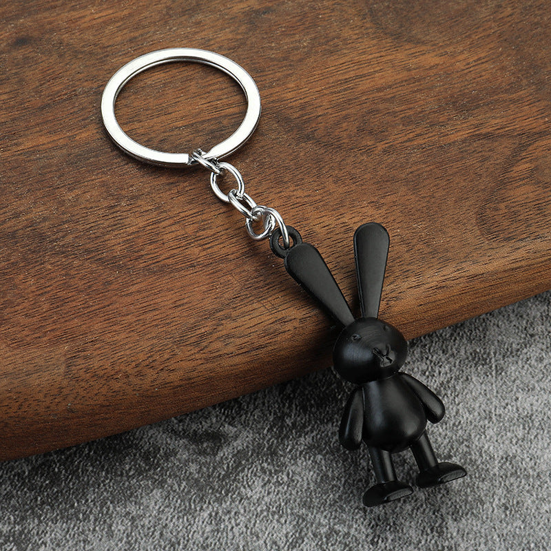 Cute Space Rabbit Metal Keychain for Couples Car Keys and Bags