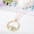 Gold Tone Open Circle Lash Evil Eye Pendant Necklaces view 4