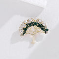 Green White Money Tree Crystal Metal Brooch Pin for Jackets and Lapels view 5