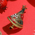 Antique Gold Christmas Tree Brooch in 1 Style Metal Pin view 2