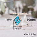 Silver-Tone Double Band Ring with Diamond-Shape Turquoise-Look Stone view 4