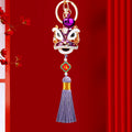 Crystal Lion Dance Head Keychains with Tassel and Plain Constructions view 10