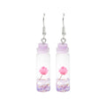 Clear Bottle Pink Lotus Purple Base Novelty Hook Earrings view 5