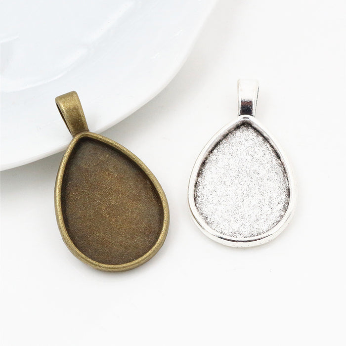 Teardrop 18x25mm Cabochon Pendant Trays in Two Finishes