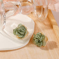 Four Color Layered Fabric Rose Flower Stud Earrings view 6