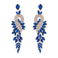 Aqua Green Green Peacock Leaf Tassel Crystal Four Designs Metal Dangle Earrings view 6