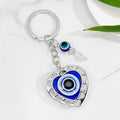 Silver-Tone Evil Eye Print Elephant Heart Butterfly Keychain view 2