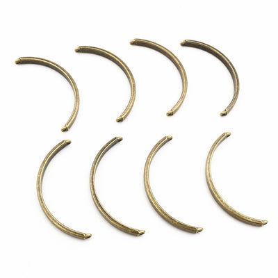 Antique Bronze Curved Tube Bracelet Connector Components, grouped overview on a plain background