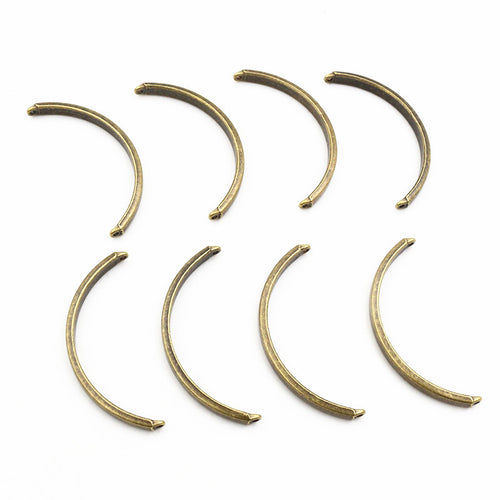 Antique Bronze Curved Tube Bracelet Connector Components, grouped overview on a plain background