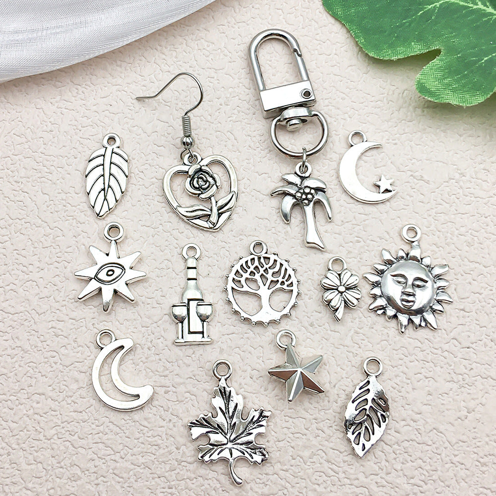 Zinc Alloy Star Moon Sun Leaf Rose Flower Charm Pendants for DIY Bracelet Necklace
