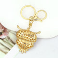 Rhinestone Owl Keychain Blue Crystal Eyes Metal Charm view 3