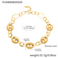 Gold Hollow Coffee Bean Link Necklace Stainless Steel Chain view 6