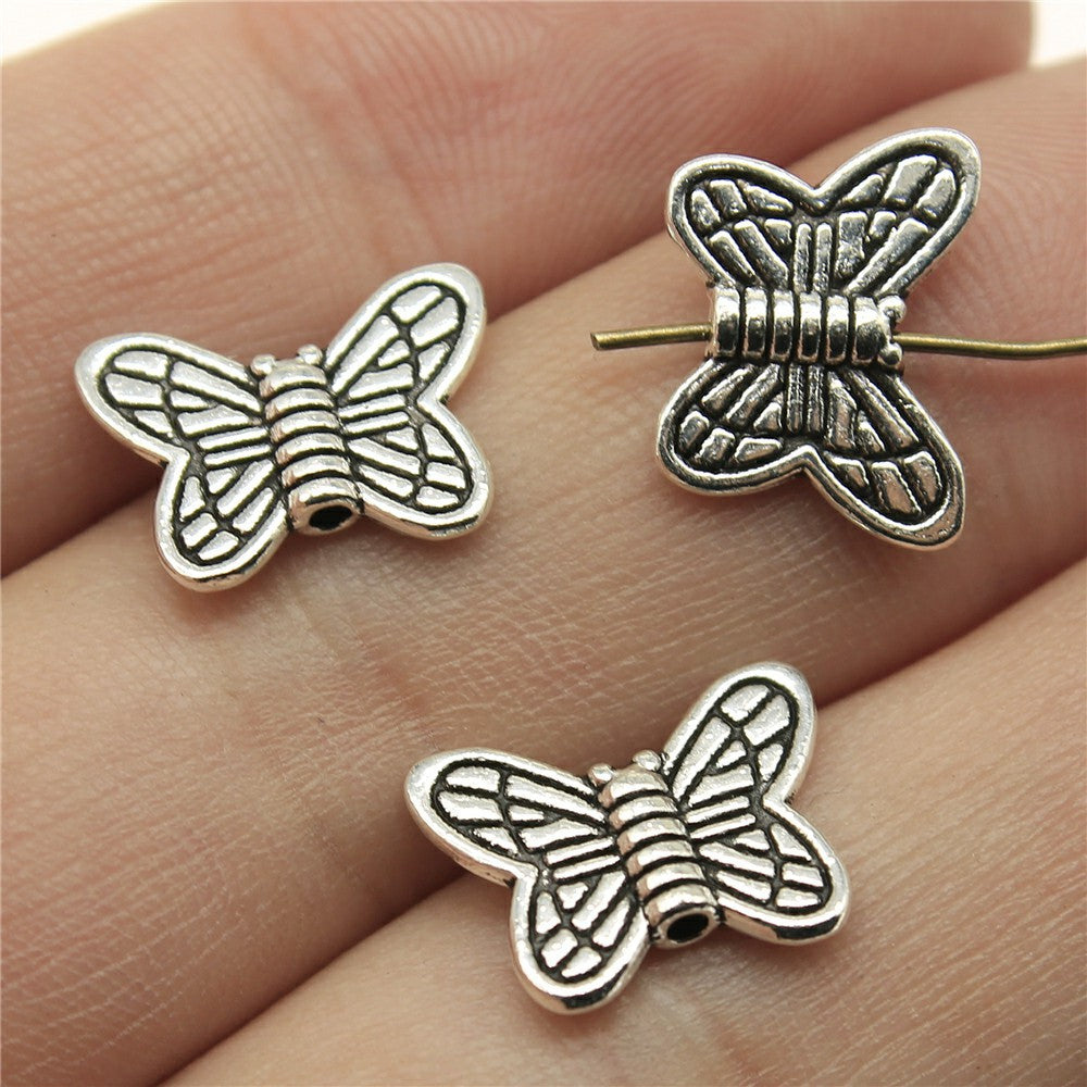 14x11mm 0.7g Zinc Alloy Butterfly Loose Metal Beads for DIY Bracelet Necklace Jewelry Making