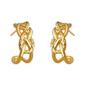 Gold Interlocked Chain Link C Stud Earrings Open Pair view 5