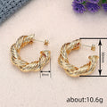 Gold Tone Ribbed Twist Open Hoop Earrings Polished Statement Fashion Jewelry view 4