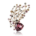 Purple Crystal Vine Branch Brooch Gold Rhinestone Floral Pin view 5