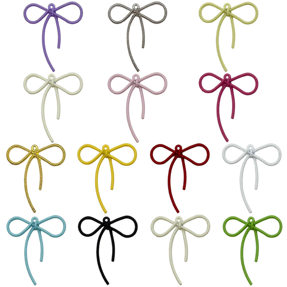 Color Painted Zinc Alloy Hollow Bow Ribbon Butterfly Charm Pendant for DIY Earrings Hair Accessories