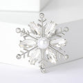 Crystal Snowflake Brooch With Pearl Center In Three Colors view 8