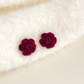 Red Velvet Flower Heart Bow Pom Earring Styles Set view 10