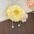 Fabric Bloom Duckbill Hair Clips Pearl Chain Three Styles view 6