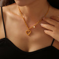 Gold Open Heart Pearl And Rose Toggle Chain Necklaces view 4