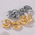 Gold Steel Smooth Thick C Geometric Titanium Steel Earrings view 3