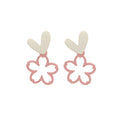 Heart Top Open Flower Asymmetric Stud Earrings in Two Colors view 6