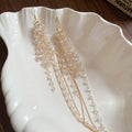 Beaded Waterfall Tassel Gold Tone Hook Earrings With Decorative Metal Accents view 7