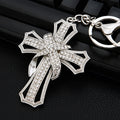 Jeweled Layered Cross Keychains in Gold Silver and Assorted Finish Options view 7