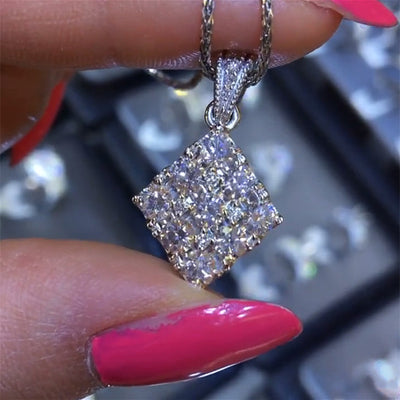 Diamond Cluster necklace in front product view
