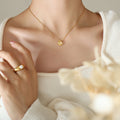 Shell Bezel Pearl Pendant Necklace Gold Steel Rose Gold view 6
