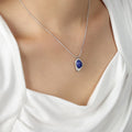 Blue Stone Irregular Frame Pendant Necklace Stud Earrings view 6