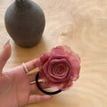 Sheer Fabric Rose Flower Hair Tie Elastic Band Pink view 6