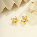 Gold Tone Flower Heart and Pearl Look Stud Earring Collection view 7