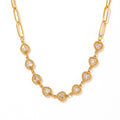 Gold Heart Zircon Paperclip Necklace And Herringbone Snake Chain view 5