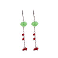 Green Cloud Red Bead Silver Chain Long Hook Earrings view 5
