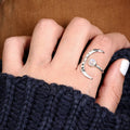 Crescent Moon Iridescent Open Ring in Antiqued Silver Tone view 3