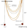 Multi-Layer Stainless Steel Necklace Natural Stone Tassel Pendant view 7