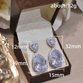 Clear Teardrop Double Halo Drop Earrings With Clear Stone Accents view 5