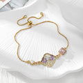 Gold Tone Ornate Pressed Flower Pearl Slider Bracelets in Five Designs view 4