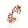 Open Chain Link CZ Adjustable Finger Ring Silver Gold Rose view 5