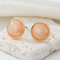 Gold Tone Oval Opal Effect Stud Earrings in Five Colors view 7