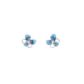 Blue Flower Pearl Look Silver Tone Small Stud Earrings view 5